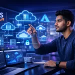 Cloud computing professional analyzing multi-cloud infrastructure in 2026