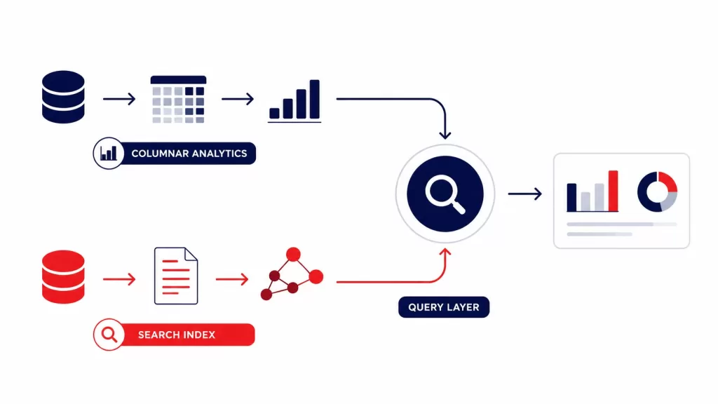 Diagram of the optimized log analytics engine query routing between Lucene and DataFusion